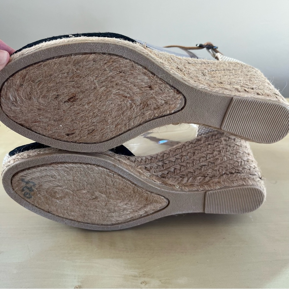 White Mountain Wedge Espadrille Ankle-Strap Sandals - Black/Tan - Picture 7 of 10